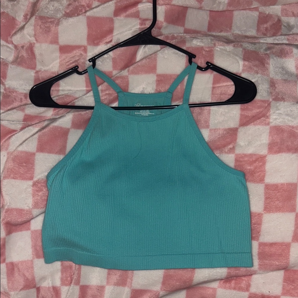 No Boundaries Teal Ribbed Cropped Tank